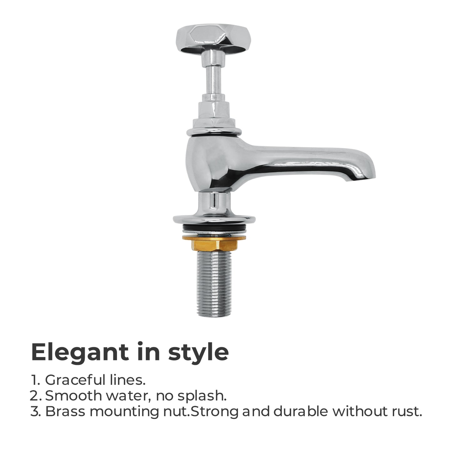 Vancoco Basin Taps Pair Mixers Waterfall Victoria Traditional Bathroom Sink Taps Mixer in Pair Classic Chrome Brass Hexagon handle