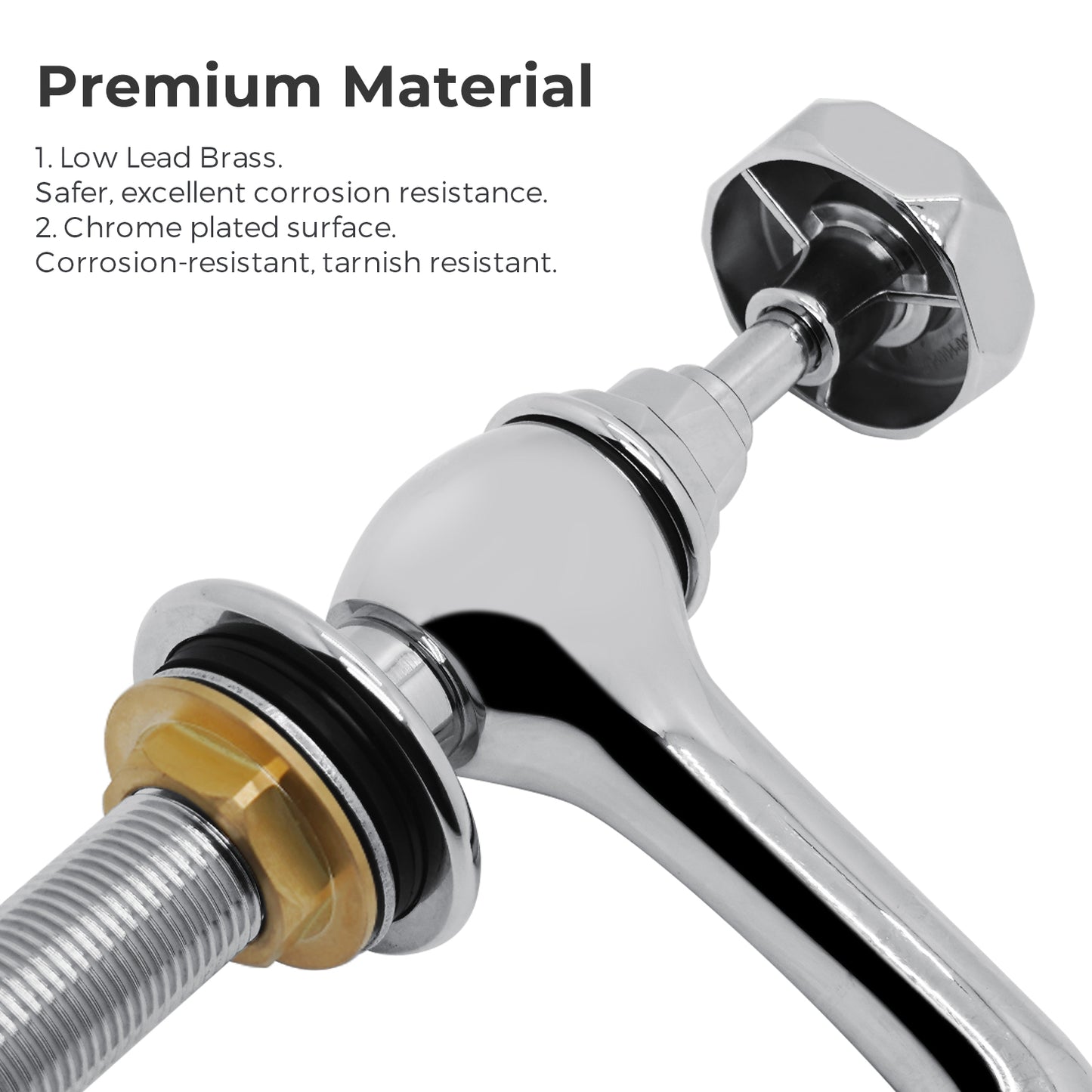 Vancoco Basin Taps Pair Mixers Waterfall Victoria Traditional Bathroom Sink Taps Mixer in Pair Classic Chrome Brass Hexagon handle