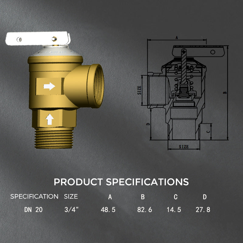 3/4NPT American standard low-lead brass water heater safety valve, 150psi brass pressure relief valve